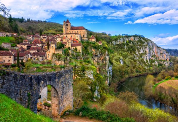 Saint-Cirq-Lapopie, one of the most beautiful villages of France - GlobePhotos - royalty free stock images