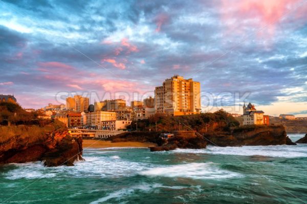 Old Port of Biarritz, France, in dramatic sunset light - GlobePhotos - royalty free stock images