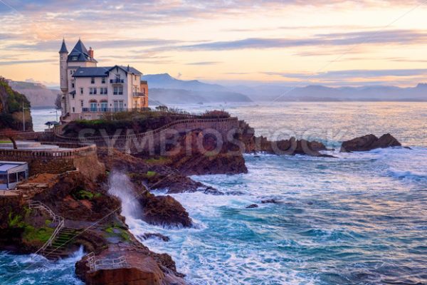 Biarritz, France, Basque coast in dramatic sunset light - GlobePhotos - royalty free stock images