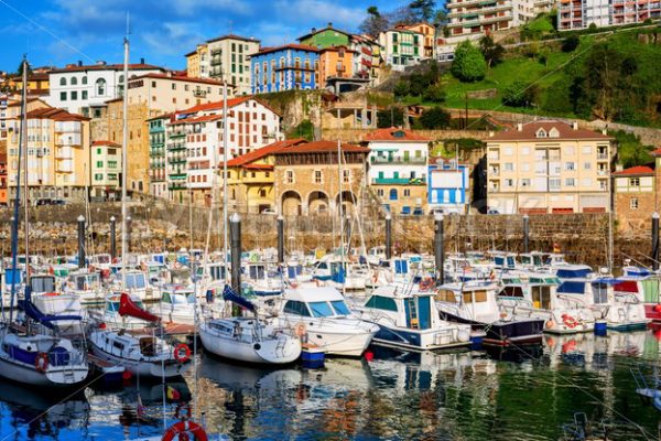 Colorful houses in Mutriku port and Old town, Basque country, Spain - GlobePhotos - royalty free stock images