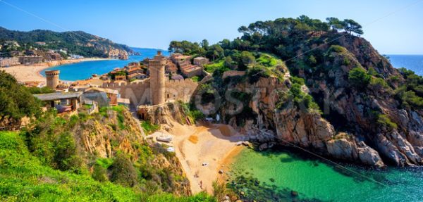 Tossa de Mar, sand beach and Old Town walls, Catalonia, Spain - GlobePhotos - royalty free stock images