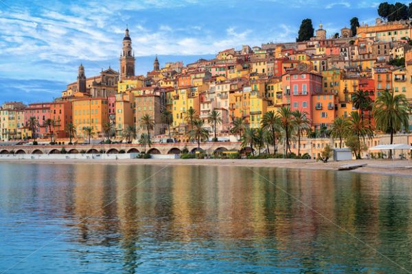 Colorful houses in the Old Town Menton, french Riviera, France - GlobePhotos - royalty free stock images