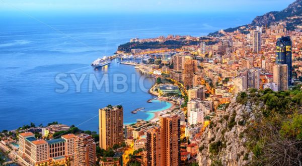 Panoramic view of Monaco and Monte Carlo on sunrise - GlobePhotos - royalty free stock images