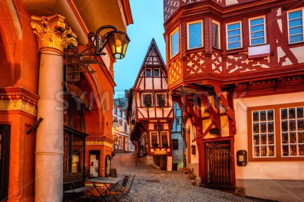 Half-timbered houses in medieval Old Town of Bernkastel, Moselle valley, Germany - GlobePhotos - royalty free stock images