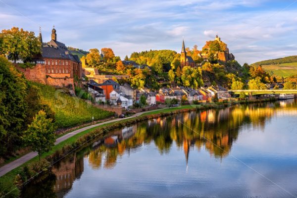 Saarburg Old town on a hills of Saar river valley, Germany - GlobePhotos - royalty free stock images