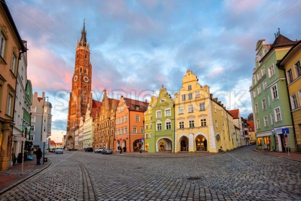 Landshut Old Town, Bavaria, Germany, traditional colorful gothic style medieval houses. - GlobePhotos - royalty free stock images