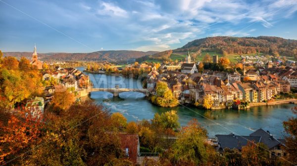 Laufenburg Old town on Rhine river, Switzerland – Germany border - GlobePhotos - royalty free stock images