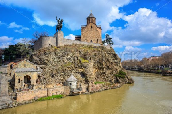 Tbilisi city, Georgia, Metekhi Church on a rock over Kura river - GlobePhotos - royalty free stock images