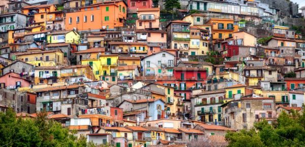 Colorful chaotic houses on a mountain in Rocca di Papa, Italy - GlobePhotos - royalty free stock images