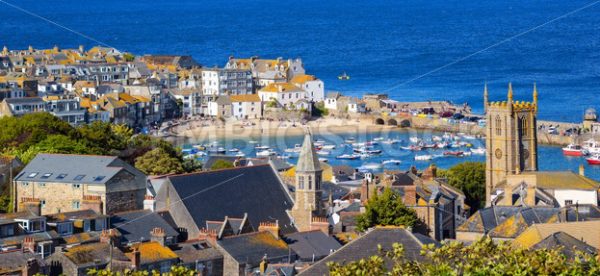 Panoramic view of St Ives Old town, Cornwall, United Kingdom - GlobePhotos - royalty free stock images