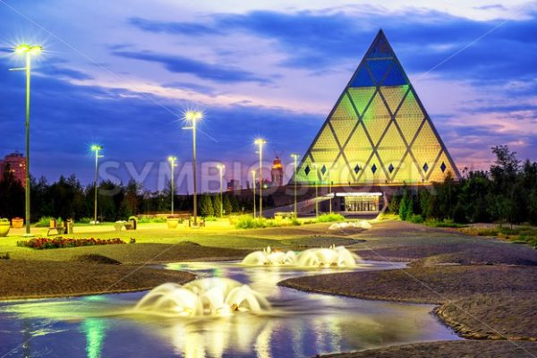 Astana, Kazakhstan, the Pyramid of Peace and Accord on sunset - GlobePhotos - royalty free stock images