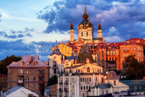 Kiev, Ukraine, St Andrew’s Church in historical city center - GlobePhotos - royalty free stock images