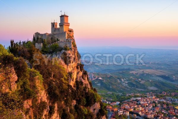 Guaita tower fortress on sunrise, San Marino - GlobePhotos - royalty free stock images