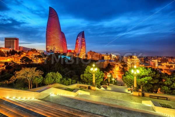 Baku city, Azerbaijan, in the evening light - GlobePhotos - royalty free stock images