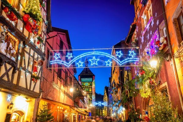 Riquewihr Old town in Christmas time, Alsace France - GlobePhotos - royalty free stock images