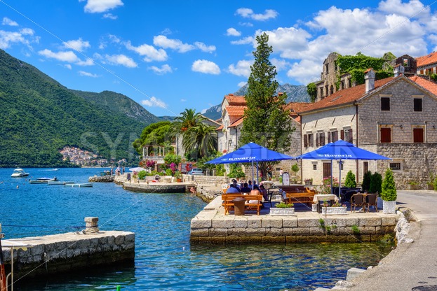 Watefront In Perast Town Bay Of Kotor Montenegro Globephotos Royalty Free Stock Images