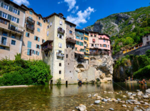 Hanging houses in Pont-en-Royans historical town, Vercors Massif, France