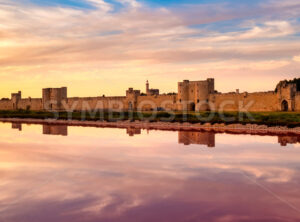 Historical walled town Aigues-Mortes in Camargue region, France