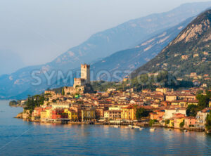 Malcesine town on Lake Garda, Alps mountains, Italy