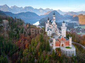 Neuschwanstein castle in the Alps mountains, Germany - GlobePhotos - royalty free stock images