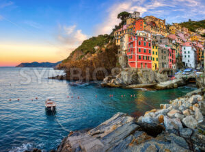 Panoramic view of Riomaggiore village, Cinque Terre, Italy - GlobePhotos - royalty free stock images