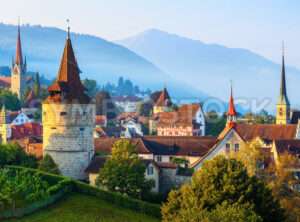 Panoramic view of Zug city, Switzerland - GlobePhotos - royalty free stock images