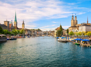 Panoramic view of the Zurich city center, Switzerland - GlobePhotos - royalty free stock images