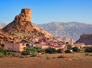 Tafraout town and Napoleon’s hut rock in Atlas mountains, Morocco - GlobePhotos - royalty free stock images